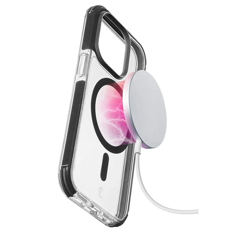 Cellularline Tetra Force Strong Guard Mag – iPhone 15 Pro MagSafe dėklas su MICROBAN danga (skaidrus)