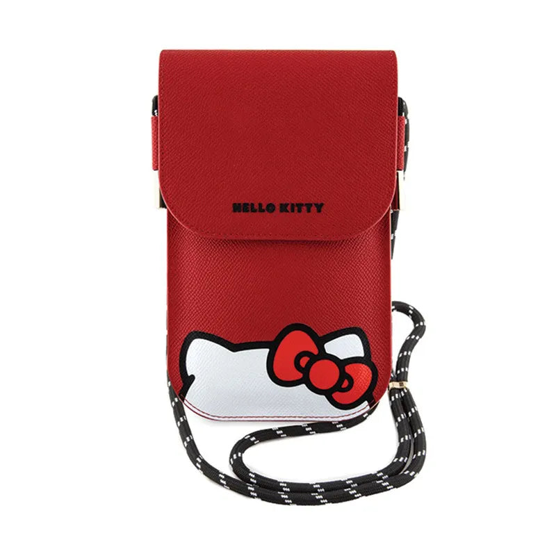 Hello Kitty Leather Hiding Kitty Cord – telefono krepšys per petį (raudonas)