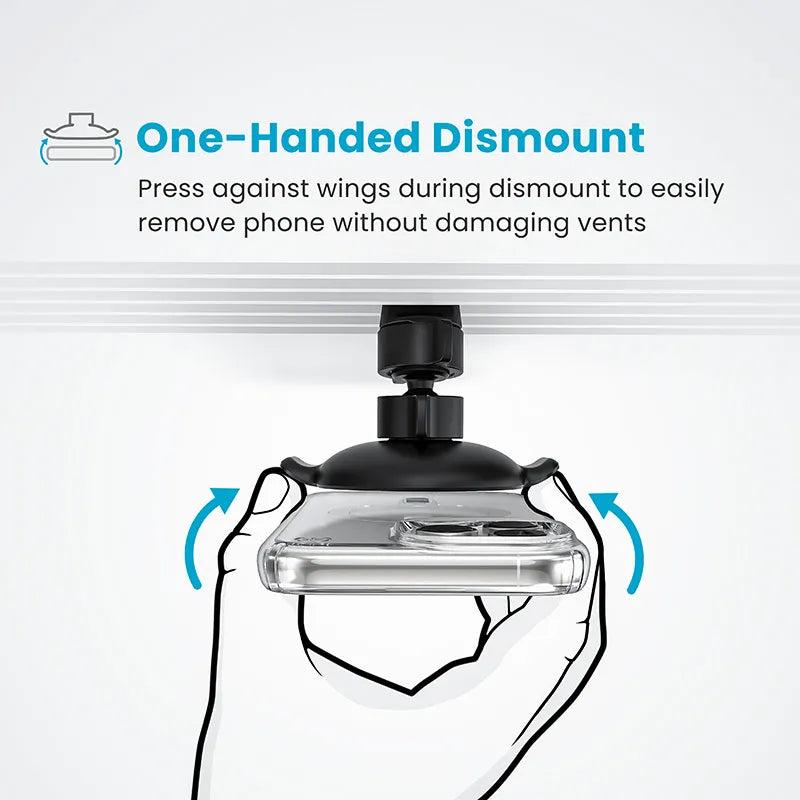 Speck Charging Vent Mount + ClickLock - MagSafe belaidžio įkrovimo automobilinis laikiklis (juodas)