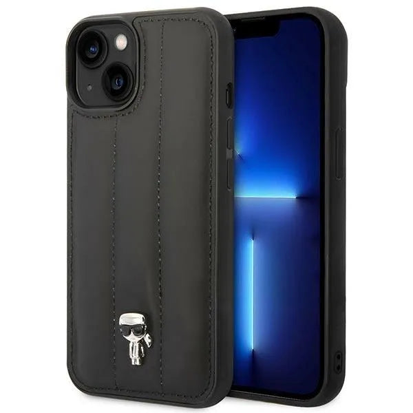 Karl Lagerfeld Quilted Puffy Ikonik Pin - dėklas iPhone 14 (juodas)