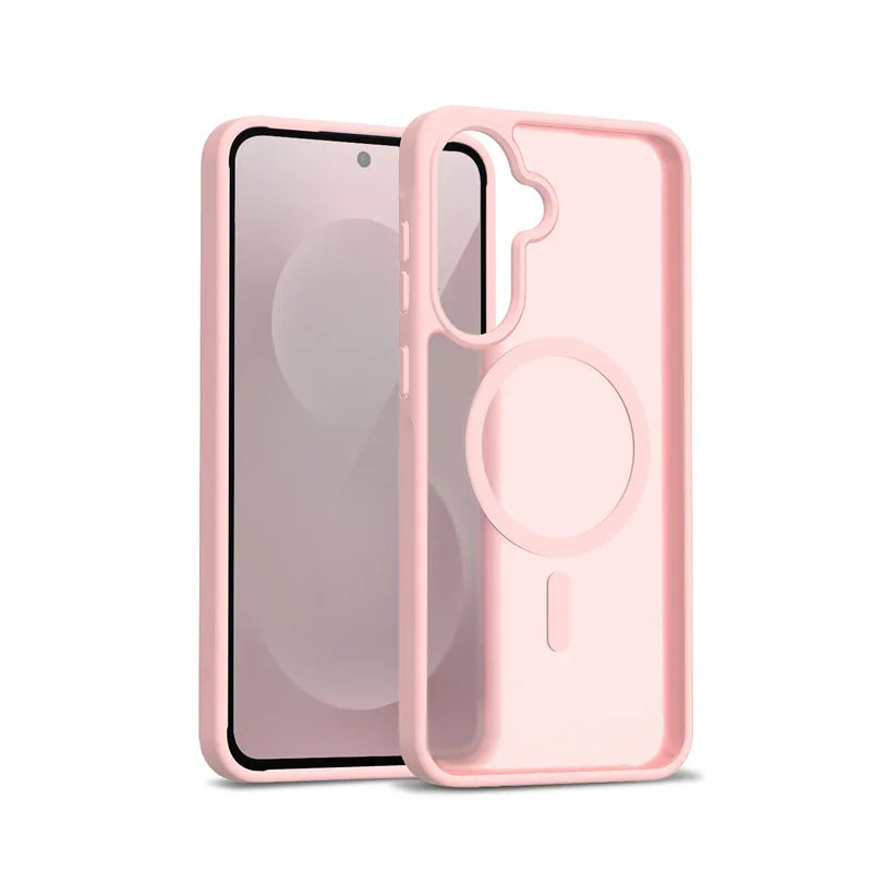 Crong Hybrid Matte Magnetic – MagSafe dėklas Samsung Galaxy A56 (rožinis)