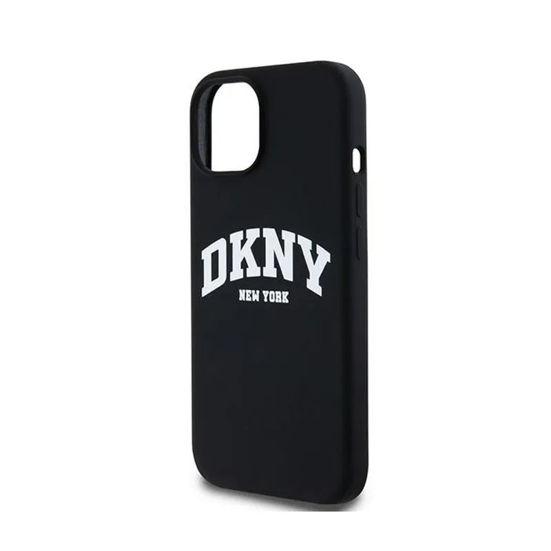 DKNY Liquid Silicone White Printed Logo MagSafe – dėklas iPhone 11 (juodas)