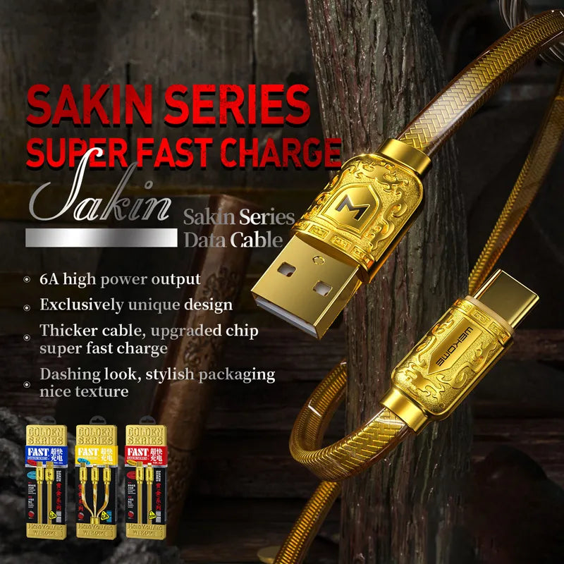 WEKOME WDC-163 Sakin Series – USB-C į Lightning PD 20W jungiamasis laidas 1 m (Auksinis)