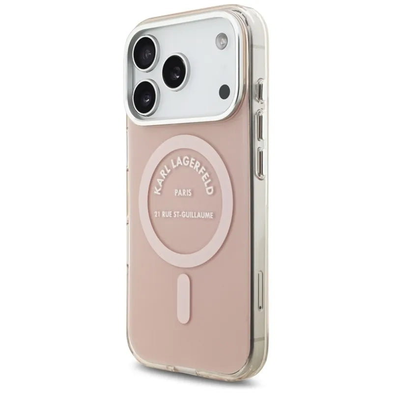 Karl Lagerfeld IML Karl RSG Logo MagSafe – dėklas iPhone 17 Pro (rožinis)