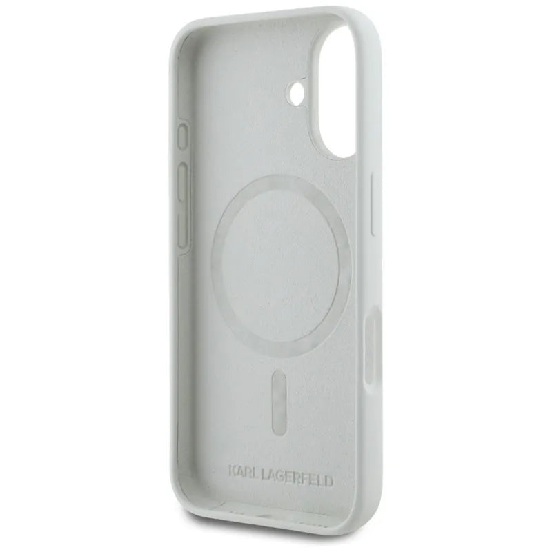 Karl Lagerfeld Silicone Double Heads And Circle MagSafe – Dėklas iPhone 16 (smėlio spalvos)