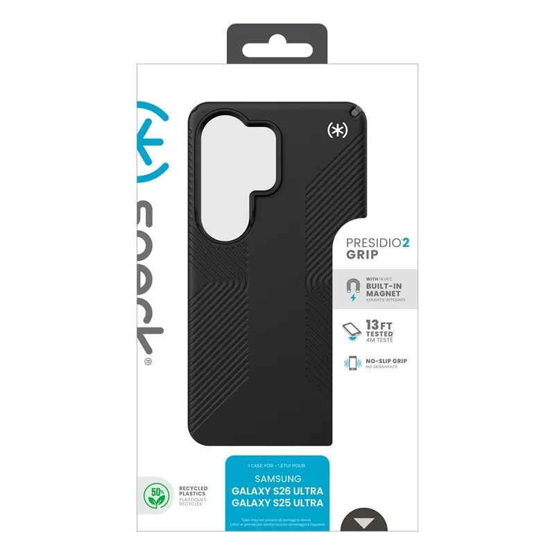 Speck Presidio2 Grip Magnet – dėklas Samsung Galaxy S26 Ultra su MagSafe (juodas)