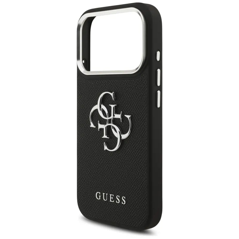 Guess Grained Big 4G Classic Logo – dėklas iPhone 17 Pro (juodas)