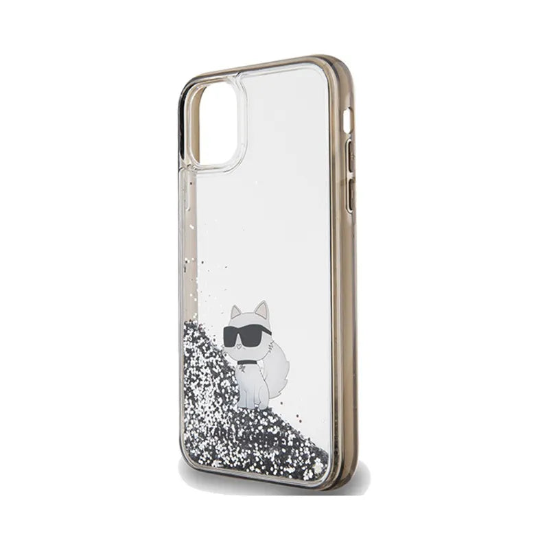 Karl Lagerfeld Liquid Glitter Choupette – dėklas iPhone 11 (skaidrus)