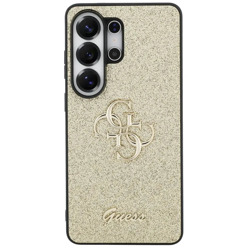 Guess Fixed Glitter Big 4G Metal Logo – Samsung Galaxy S26 Ultra dėklas (auksinis)