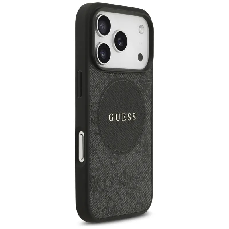 „Guess 4G Circle Classic Logo MagSafe“ – dėklas „iPhone 17 Pro“ (juodas)