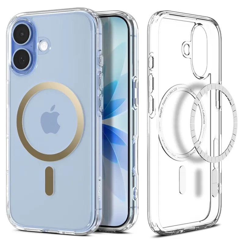 Spigen Ultra Hybrid Mag MagSafe – dėklas iPhone 17 (skaidrus/auksinis)
