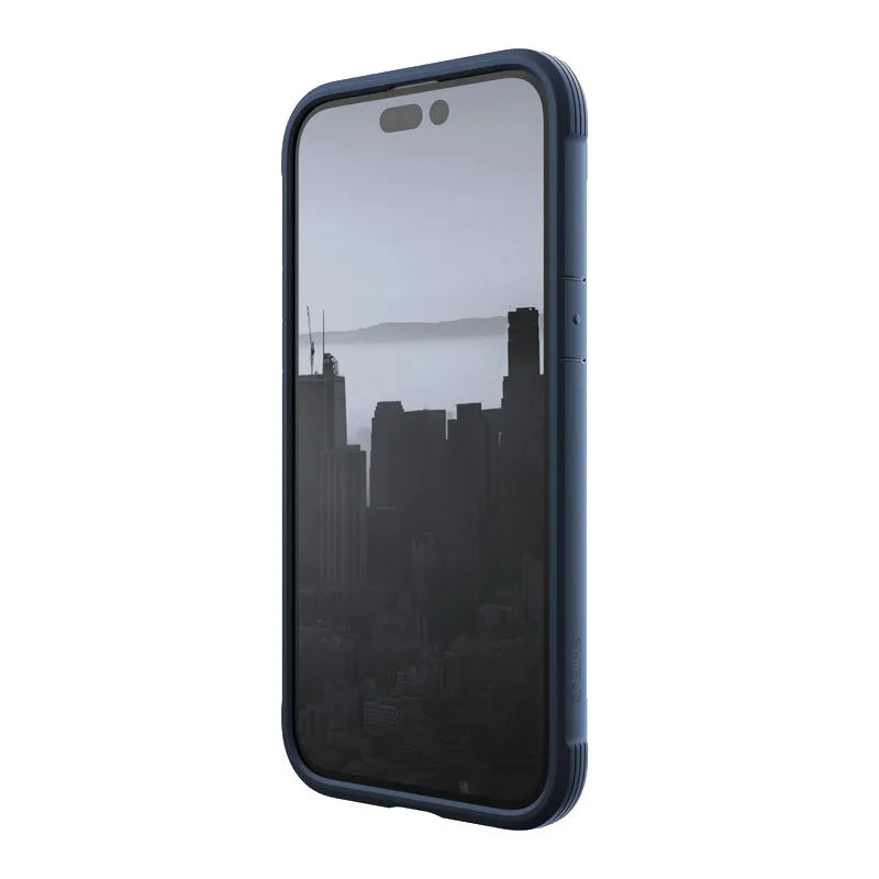 X-Doria Raptic Shield – aliumininis dėklas, skirtas iPhone 14 Pro Max (išbandytas kritimui iš 3 m aukščio) (jūrinė mėlyna)