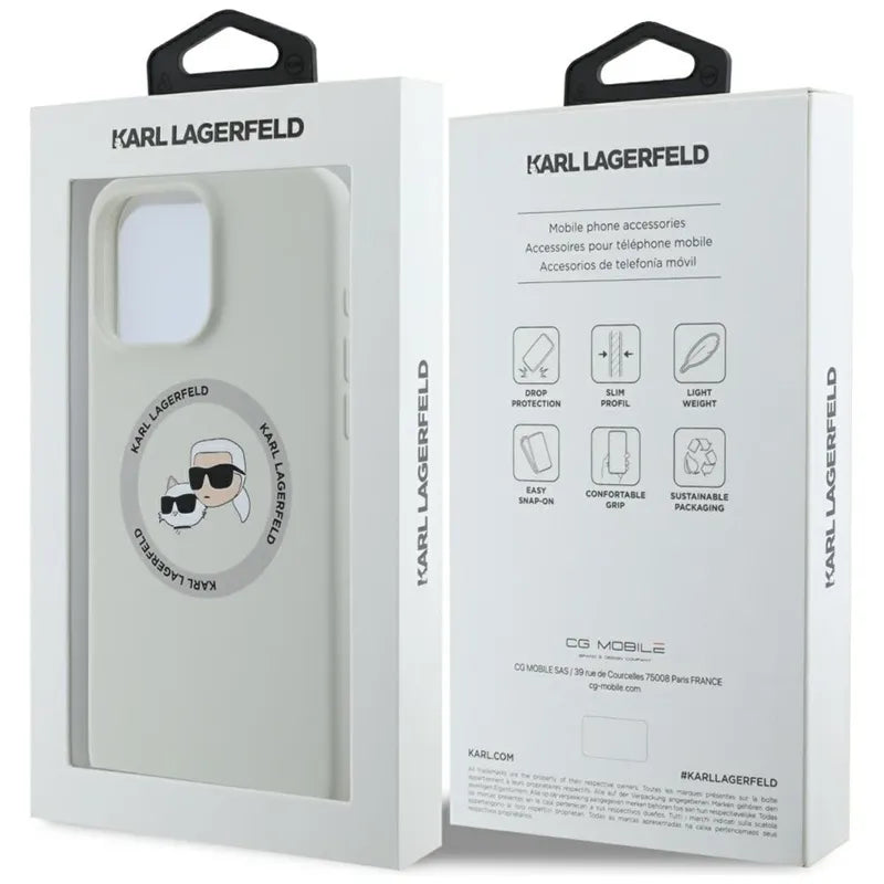 Karl Lagerfeld Silicone Double Heads And Circle MagSafe – dėklas iPhone 16 Pro (smėlio spalvos)