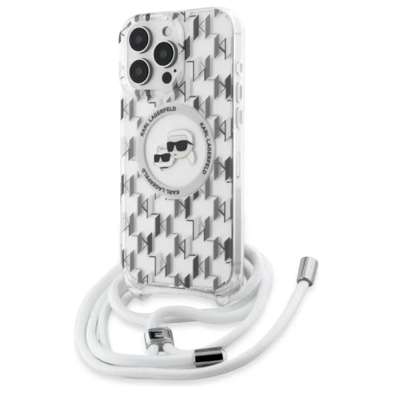 Karl Lagerfeld IML Crossbody Monogram Karl & Choupette Head MagSafe – dėklas iPhone 16 Pro Max (skaidrus)