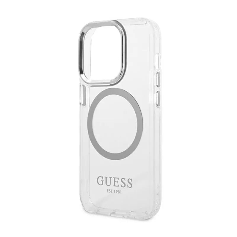 Guess Metal Outline MagSafe - dėklas iPhone 14 Pro (skaidrus)