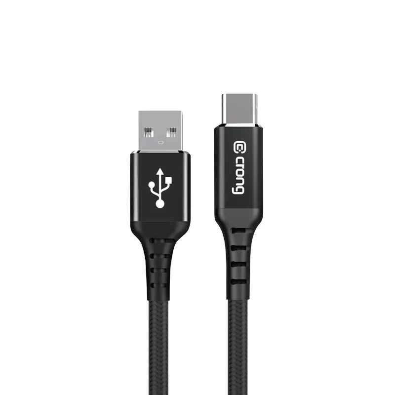 Crong Armor Link – 60W PD 3A USB-A į USB-C laidas 25 cm (juodas)