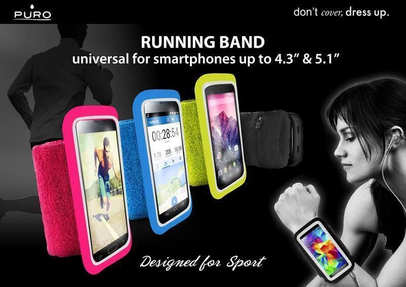 PURO bėgimo diržas – universalus bėgimo diržas išmaniesiems telefonams iki 4.3 colio su kišenėle raktams (rožinis)