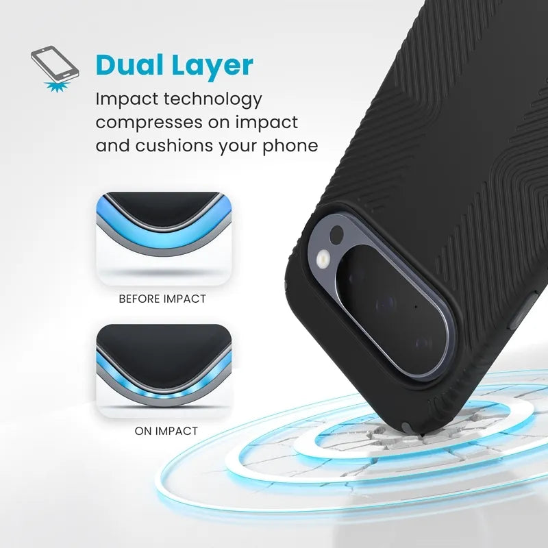 Speck Presidio2 Grip Magnet – Google Pixel 10 / Google Pixel 10 Pro dėklas (juodas / skalūno pilka)