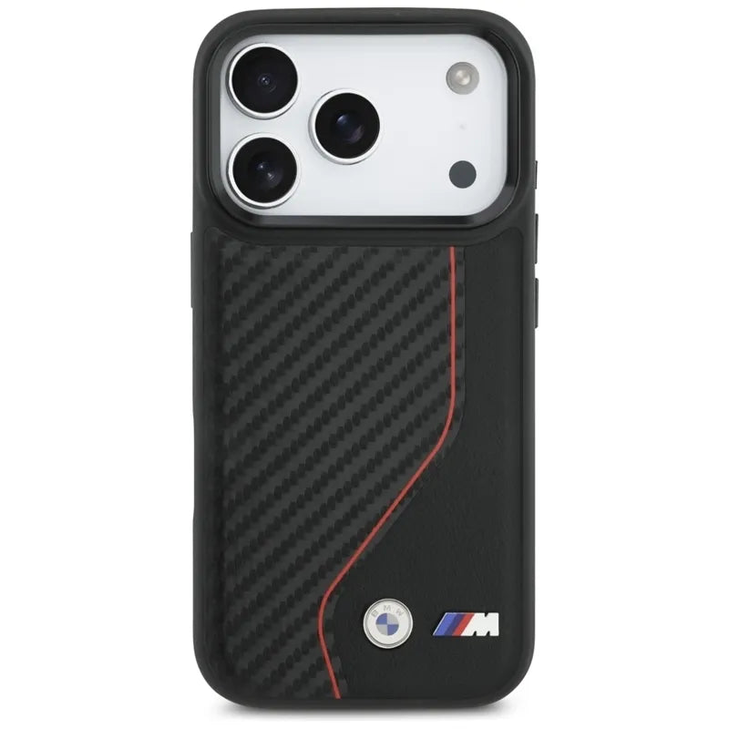 BMW M Carbon Line & Logo MagSafe - Dėklas iPhone 17 Pro (raudonas)