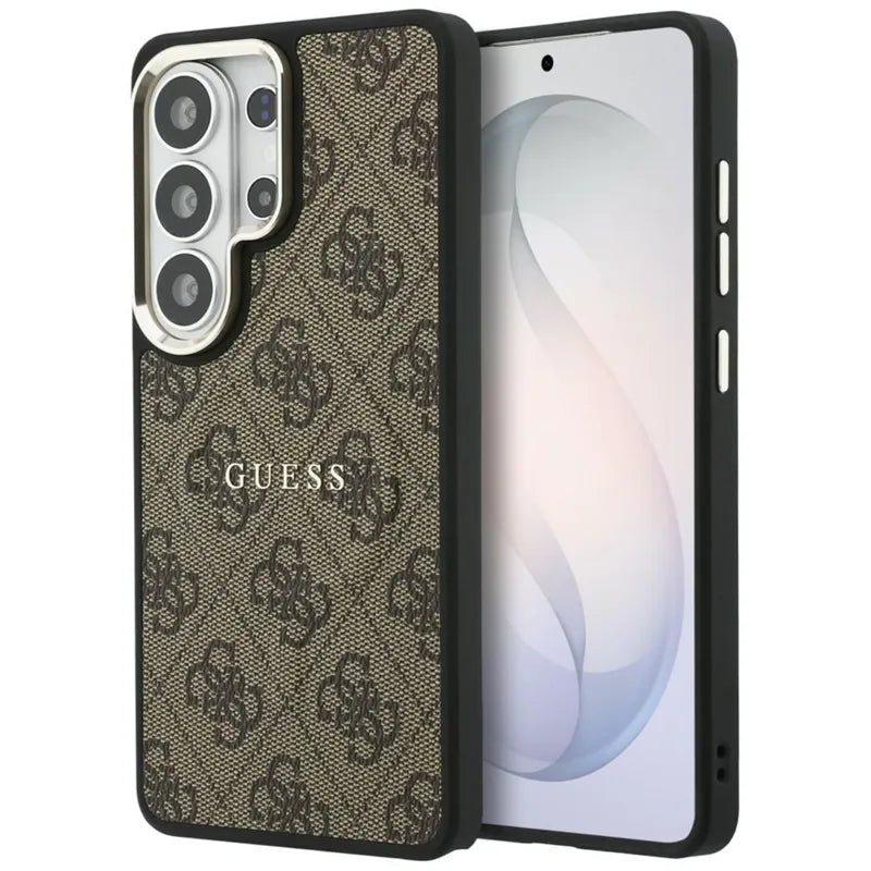 Guess 4G Embossed Ring MagSafe – Samsung Galaxy S26 Ultra dėklas (rudos spalvos)