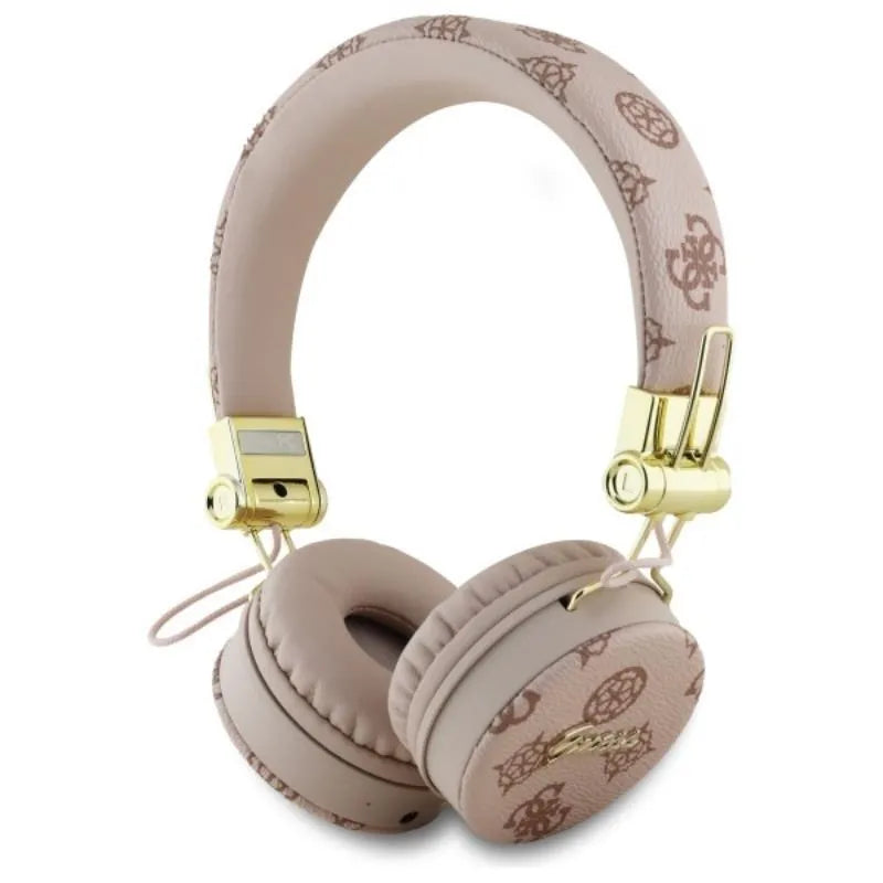 Guess Peony Script Round Shape – belaidės ant ausų dedamos „Bluetooth“ ausinės su ENC (rudas)