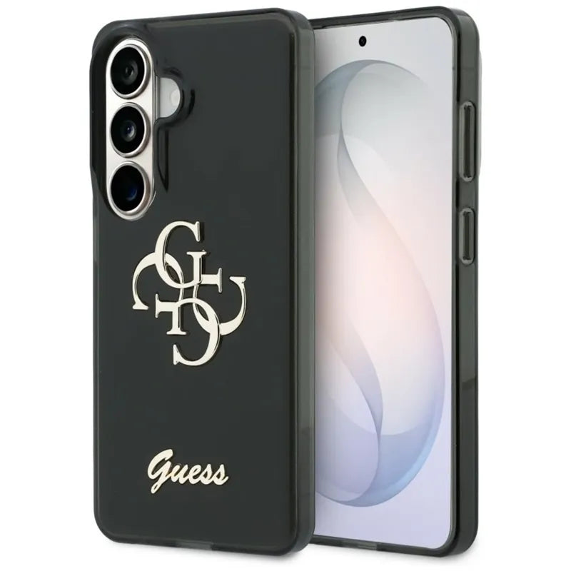 Guess IML Big Metal 4G Script – dėklas Samsung Galaxy S26 telefonui (juodas)