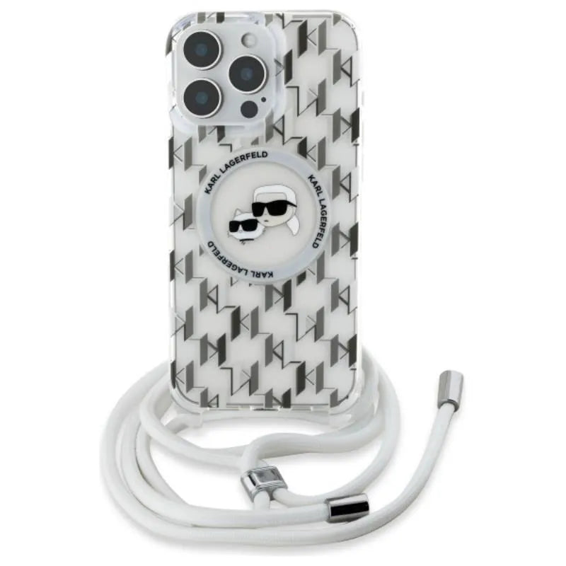 Karl Lagerfeld IML Crossbody Monogram Karl & Choupette Head MagSafe – dėklas iPhone 16 Pro Max (skaidrus)