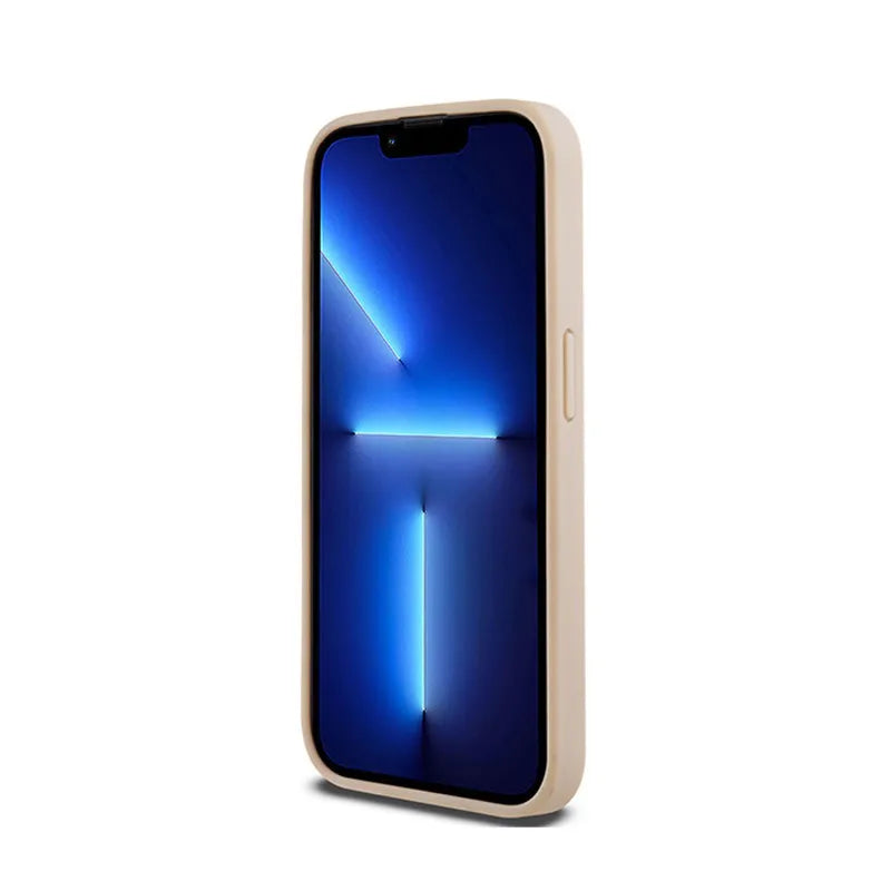 DKNY Leather Mono Stripe & Metal Logo – „iPhone 15 Pro“ dėklas (rožinis)