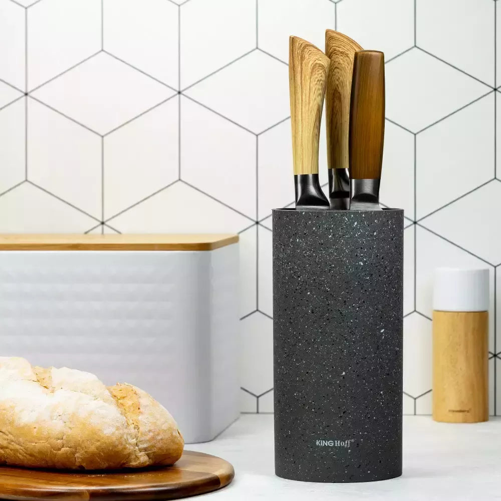 KINGHoff peilių stovas, pilkas marmurinis, 11 × 22 cm KH-1249