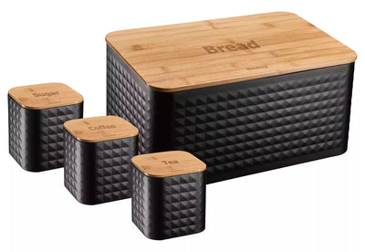 Klausberg duoninė su 3 konteineriais, plienas–bambukas, juoda KB-7482