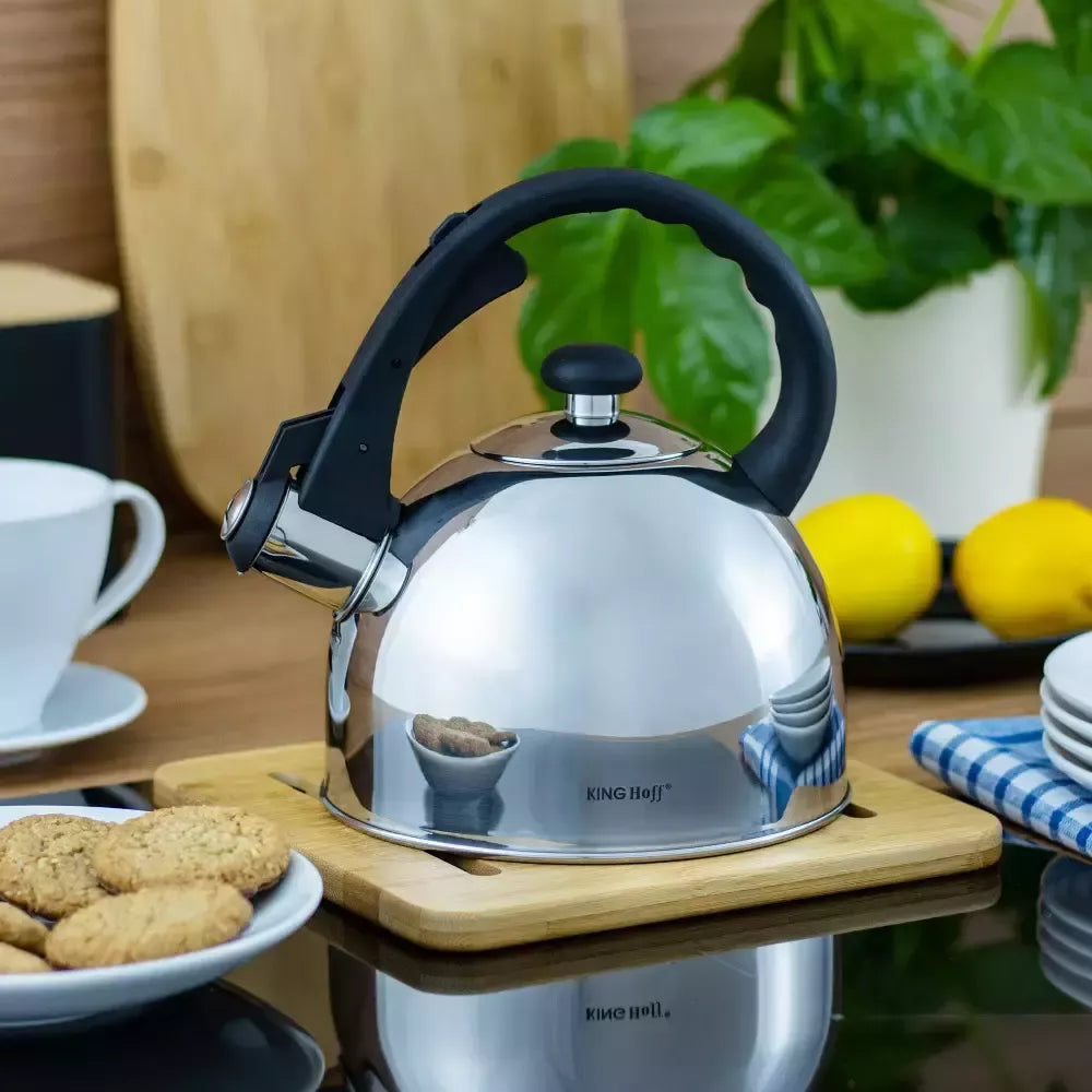 KINGHoff nerūdijančio plieno virdulys su švilpuku, 2 l, sidabrinis KH-3324