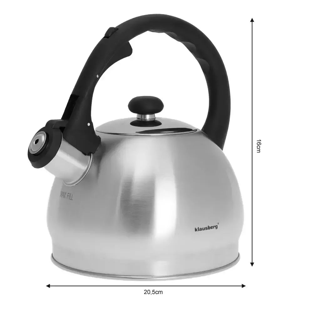 Klausberg nerūdijančio plieno virdulys su švilpuku, 1,8 l KB-7042