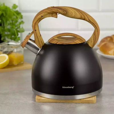 Klausberg arbatinukas su švilpuku nerūdijančio plieno 3 l juodas KB-7450