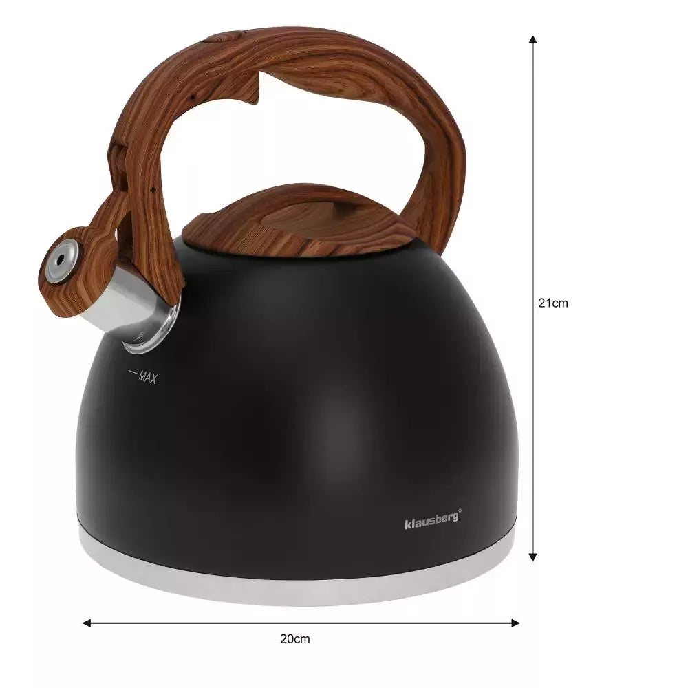 Klausberg arbatinukas su švilpuku nerūdijančio plieno 3 l juodas KB-7450
