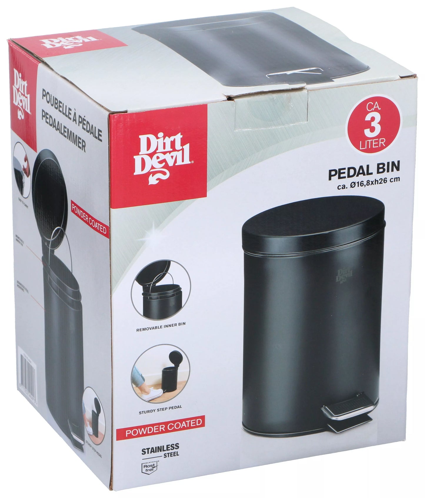 DIRT DEVIL šiukšliadėžė su pedalu, 3 l, 871125249491