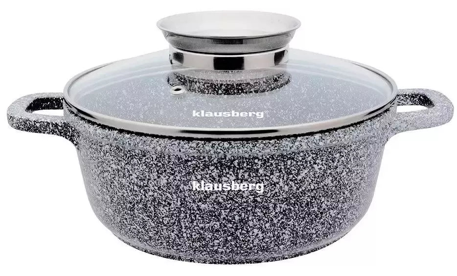 Klausberg aliumininis marmurinis puodas su dangčiu, 1,3 l, Ø16 cm KB-7519