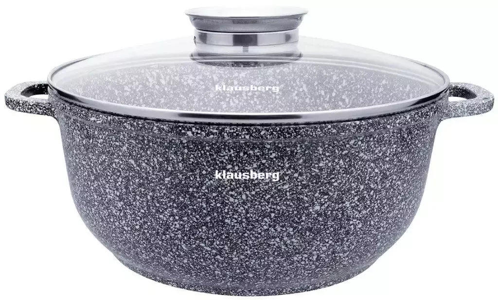 Klausberg aliuminis puodas su marmurine danga, pilkas, Ø28 cm, 6,5 l KB-7524