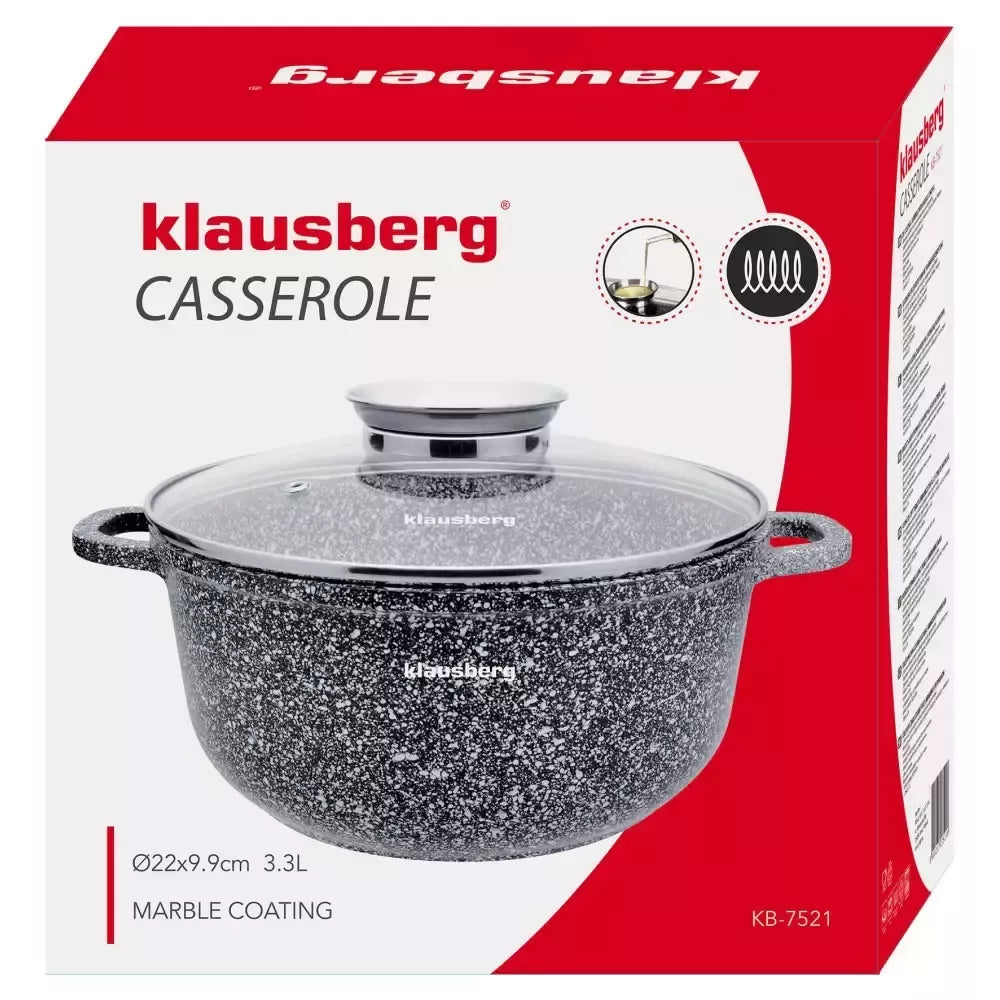Klausberg aliumininis puodas su dangčiu, 3,3 l, Ø22 cm KB-7521