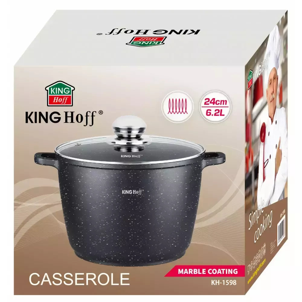 KINGHoff marmurinis puodas su dangčiu, 6,2 l, Ø24 cm KH-1598