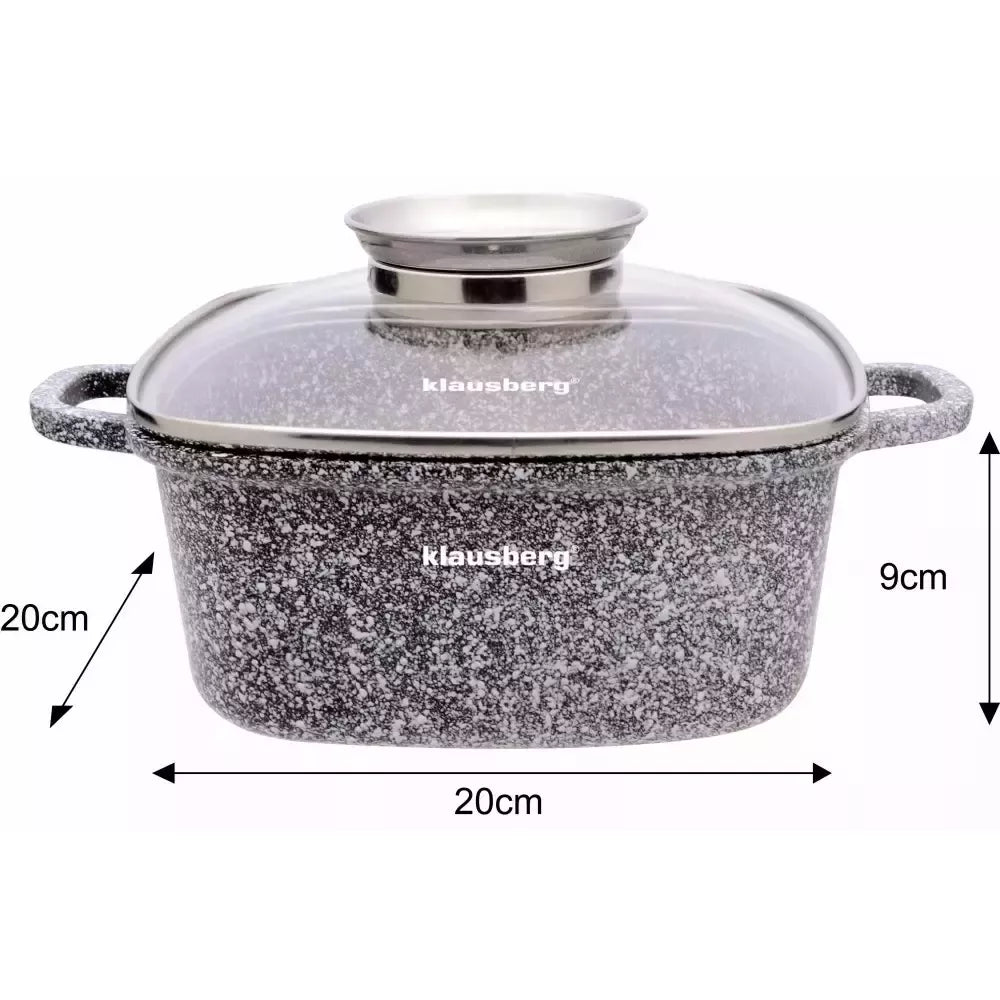 Klausberg marmuriniai puodai su dangčiais, 6 dalių rinkinys, pilki, Ø20/24/28 cm KB-7534