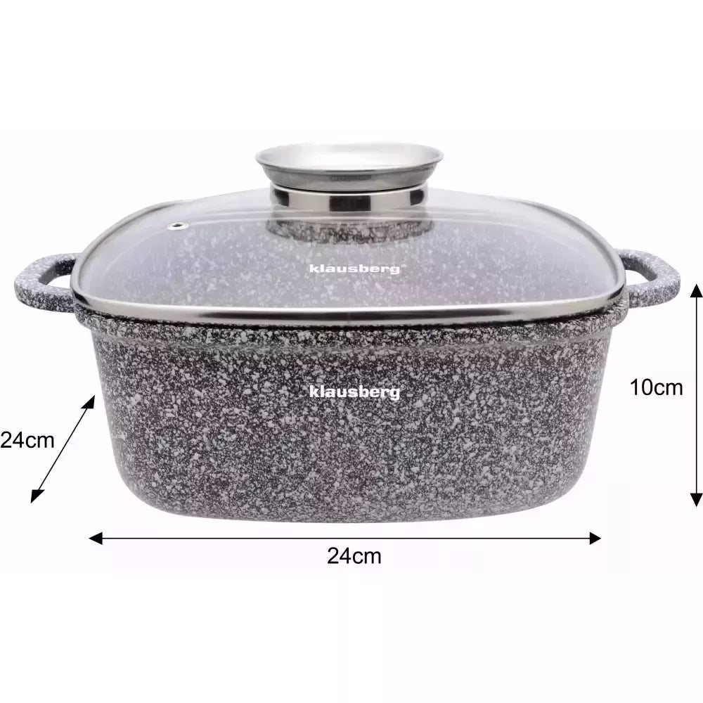 Klausberg marmuriniai puodai su dangčiais, 6 dalių rinkinys, pilki, Ø20/24/28 cm KB-7534