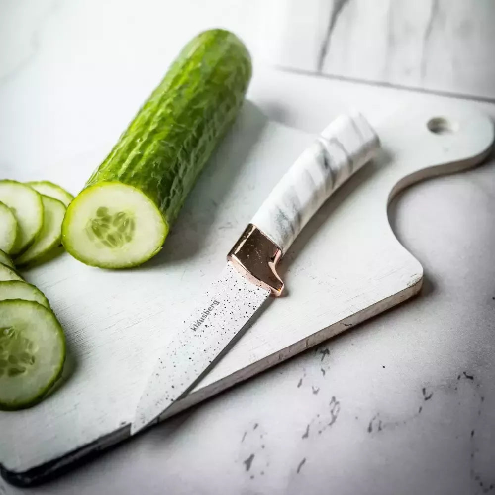 Klausberg virtuvinių peilių rinkinys su stovu, 5 dalių, baltas su rudos spalvos elementais KB-7769