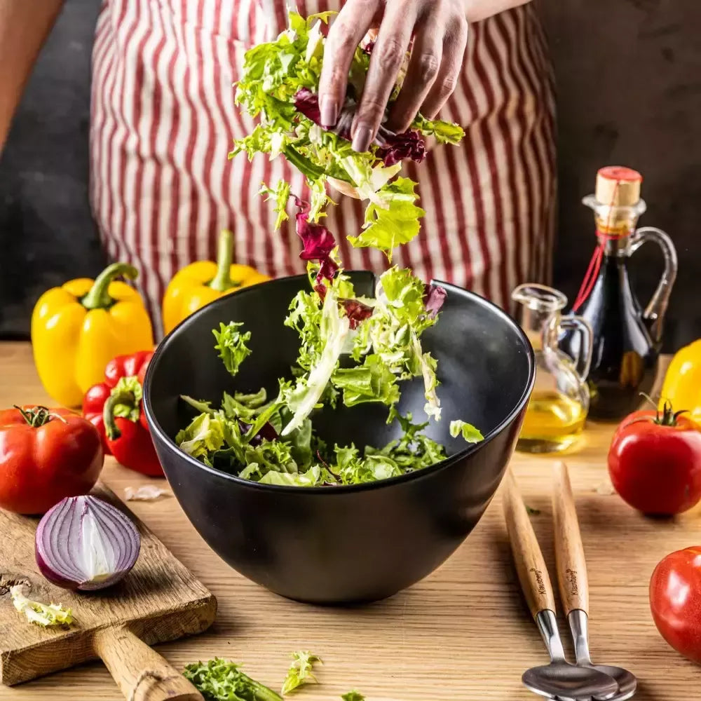 Klausberg keraminė salotinė juoda su serviravimo šaukštais KB-7786