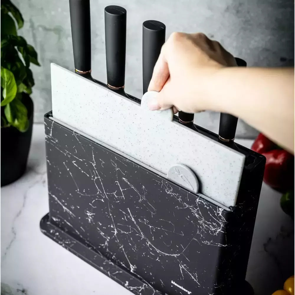 Klausberg virtuvinių peilių ir pjaustymo lentelių rinkinys su stovu, 10 dalių, KB-7834