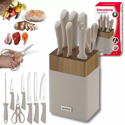 Klausberg peilių rinkinys su akacijos medienos stovu 8 dalių KB-7984