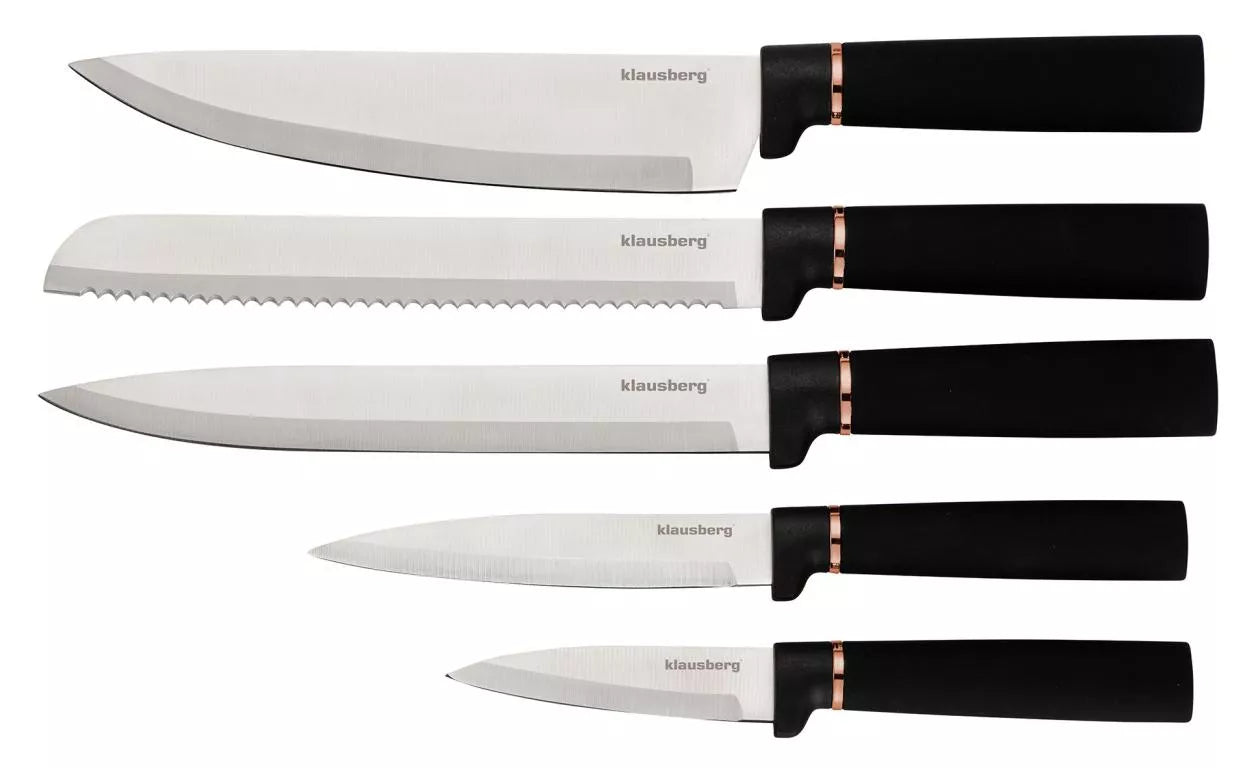 Klausberg virtuvinių peilių ir pjaustymo lentelių rinkinys su stovu, 10 dalių, KB-7834