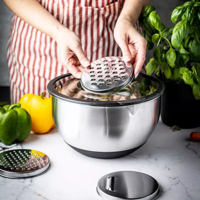 KINGHoff nerūdijančio plieno dubuo su daugiafunkciu dangčiu, 5 l, juodas KH-1861