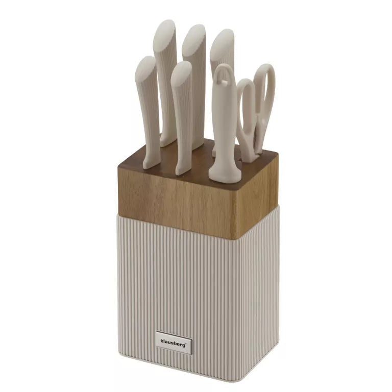 Klausberg peilių rinkinys su akacijos medienos stovu 8 dalių KB-7984