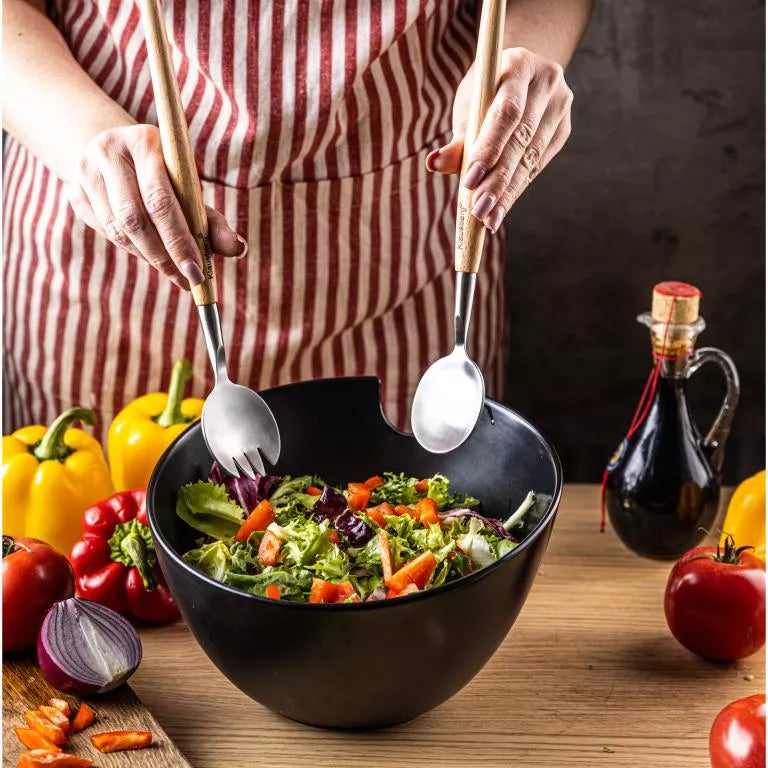 Klausberg keraminė salotinė juoda su serviravimo šaukštais KB-7786