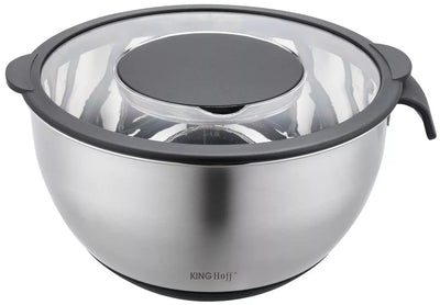 KINGHoff nerūdijančio plieno dubuo su daugiafunkciu dangčiu, 5 l, juodas KH-1861